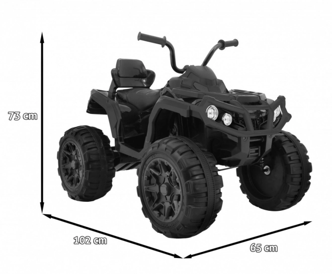 ATV cu 4 roți 2,4 GHz pe baterie pentru copii negru + telecomandă + roți EVA + radio MP3 + start lent