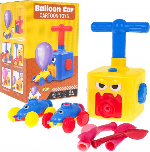 Set de 2 mașinuțe cu propulsie pe balon pentru copii 3+ cu pompă manuală