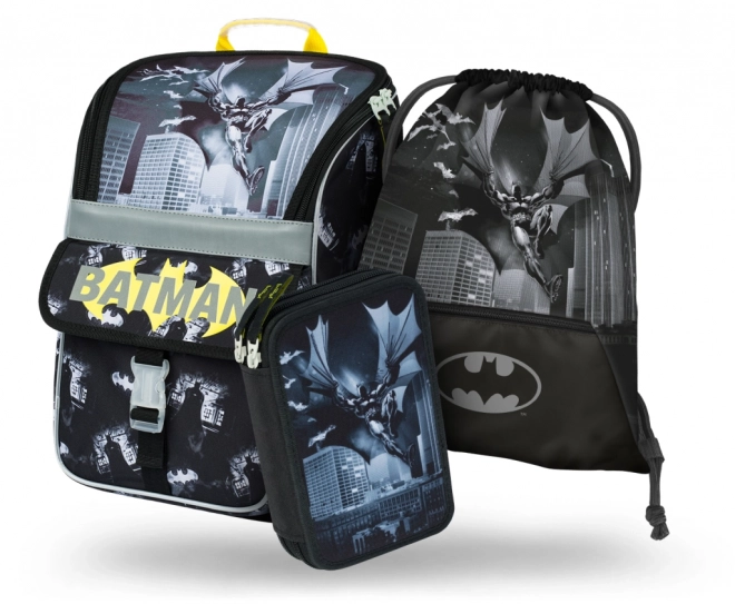 Set 3 piese Zippy Batman Dark City: ghiozdan, penar, saculet