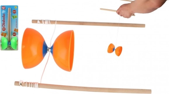 Diabolo mare plastic/lemn set în diferite culori