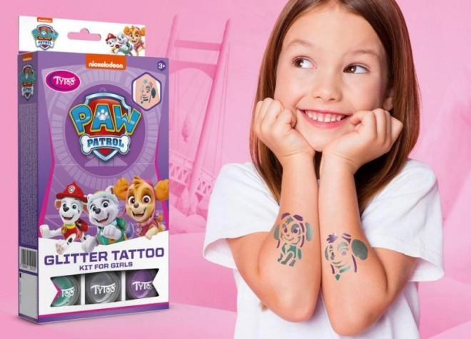 set tatuaje temporare cu sclipici pentru fete Paw Patrol