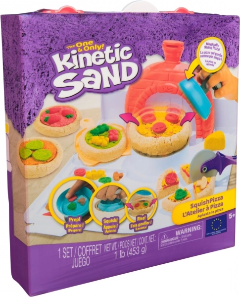 kinetic sand set pizza squishpizza – set creativ cu cuptor și unelte