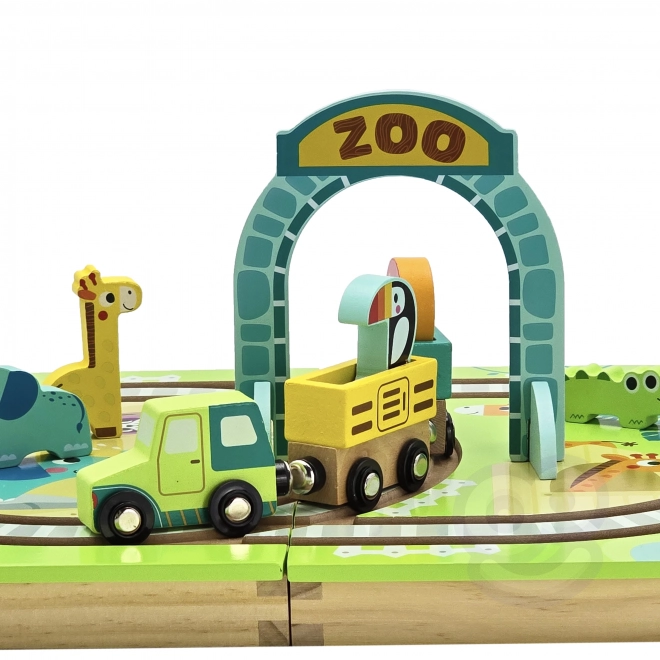 Tren de lemn cu tematică zoo de la Tooky Toy