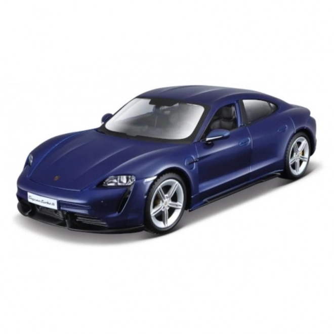 Model metalic Porsche Taycan Turbo S albastru 1:24