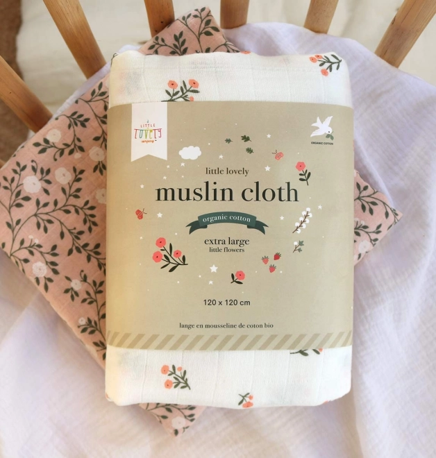 Prosop din bumbac organic mușelină XL cu flori mici