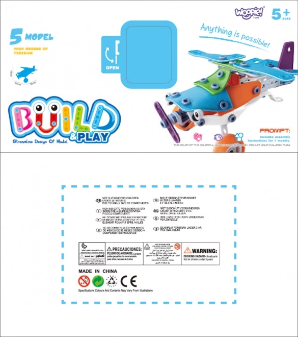 Set construcții vehicule 5 în 1 WOOPIE