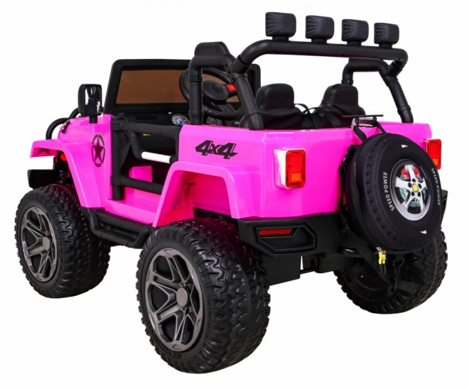 Mașină de teren Monster 4x4 jeep pentru copii Roz + Telecomandă + Reglare scaun + Pornire lentă + MP3 LED + Suport bagaje + Rucsac