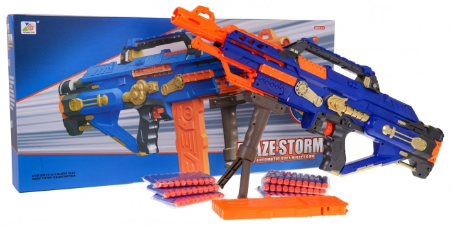 Mega pistolet automat Blaze Storm cu proiectile albastre