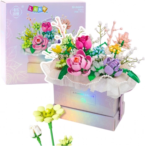 Blocuri de construcție compoziție florală cu iluminare LED