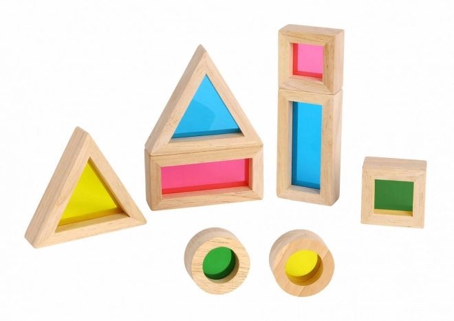 Blocuri din lemn colorate cu oglinzi TOOKY TOY