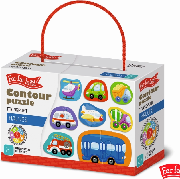Puzzle contur transport 8 imagini – FAR FAR LAND