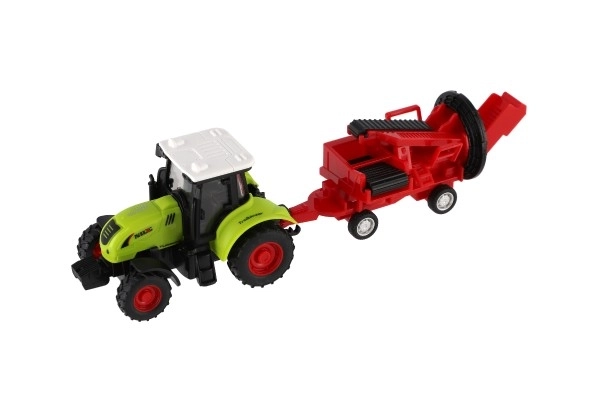 Tractor cu remorcă din plastic 24cm cu fricțiune