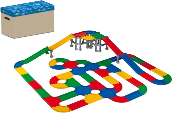 Poduri și șosele set de construcție 3D din plastic în cutie 58 × 39 cm