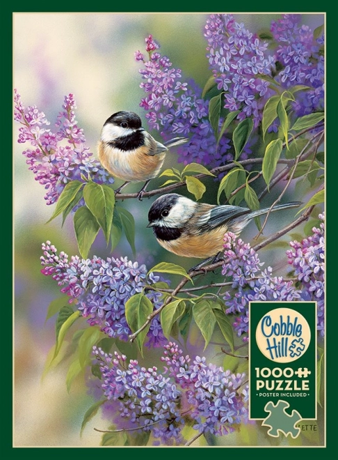 Puzzle Sýkorky pe liliac 1000 piese