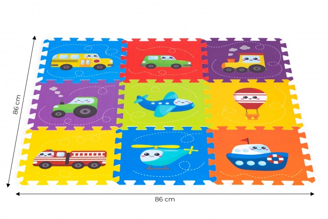 Covor foam puzzle cu vehicule pentru copii 86x86cm IPLAY