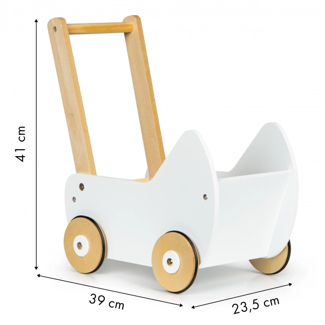 Cărucior de păpuși din lemn Ecotoys