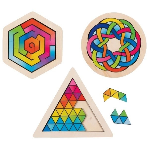 Puzzle hexagonal din lemn 18 piese