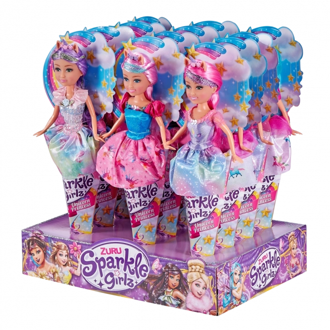 Păpușă zână unicorn Sparkle Girlz în con