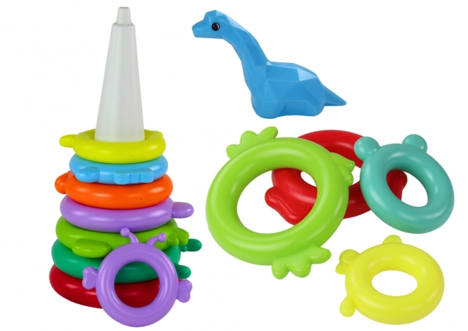 Jucărie piramidă colorată cu girafă