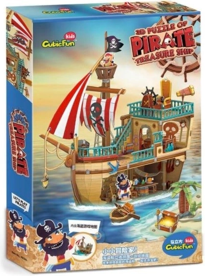 Puzzle 3D corabie de pirați cu comoară