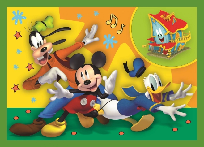 Puzzle Trefl clubul lui Mickey: Cu prietenii 4 în 1