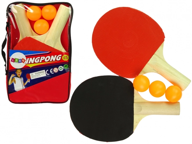 Set palete de lemn pentru ping pong cu 3 mingi și husă