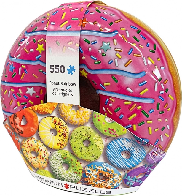 Puzzle cutie metalică Donut Rainbow 550 piese