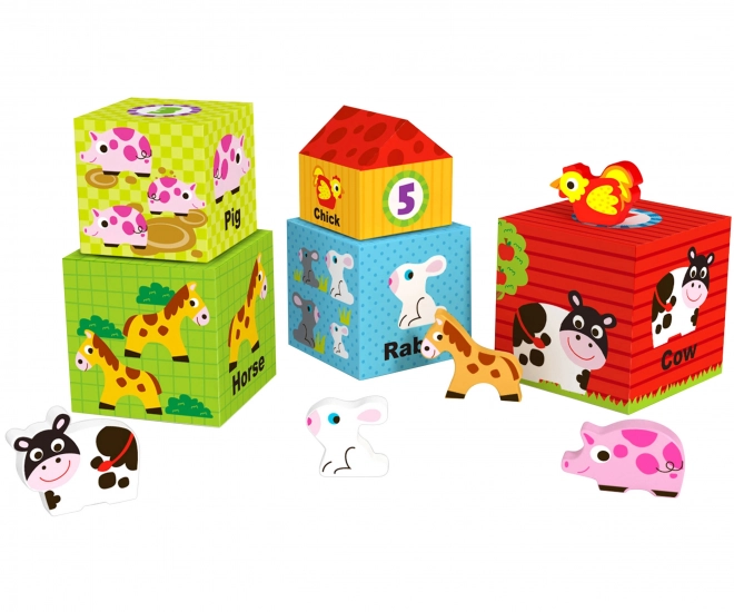 Puzzle cuburi fermă Woopie Green