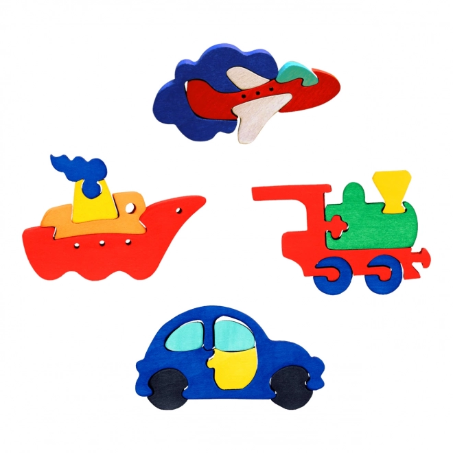 Puzzle din lemn cu mijloace de transport