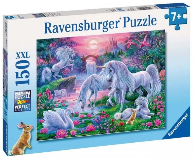 Puzzle Unicorni la Apus de Soare 150 de Piese