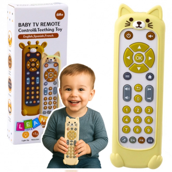 Telecomand interactiv pentru copii cu carcasă de silicon - pisică bej