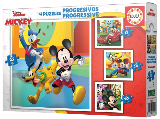 Puzzle educa mickey și prietenii 4 în 1