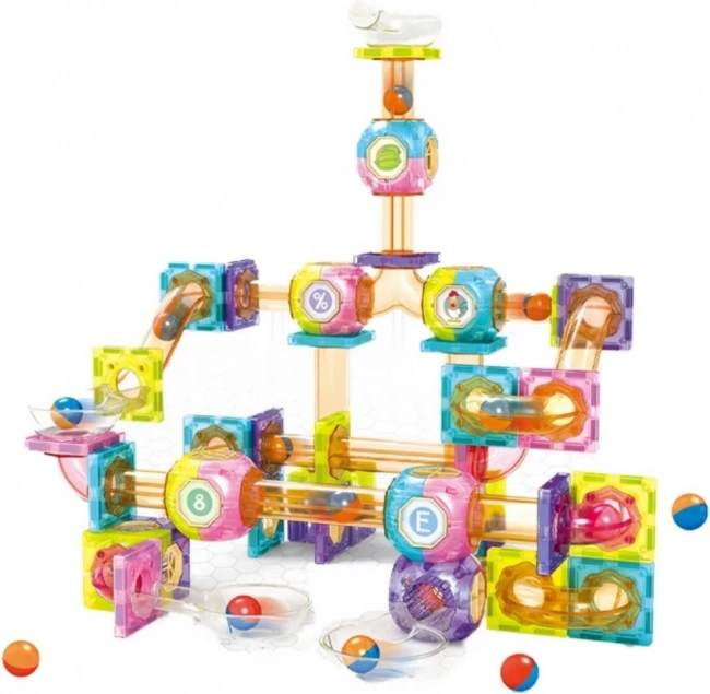 Woopie Set de Construcție Magnetică Șine pentru Bilă 89 de piese
