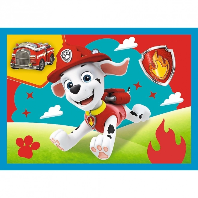 Puzzle 4 în 1 Paw Patrol Cățeluși în mișcare