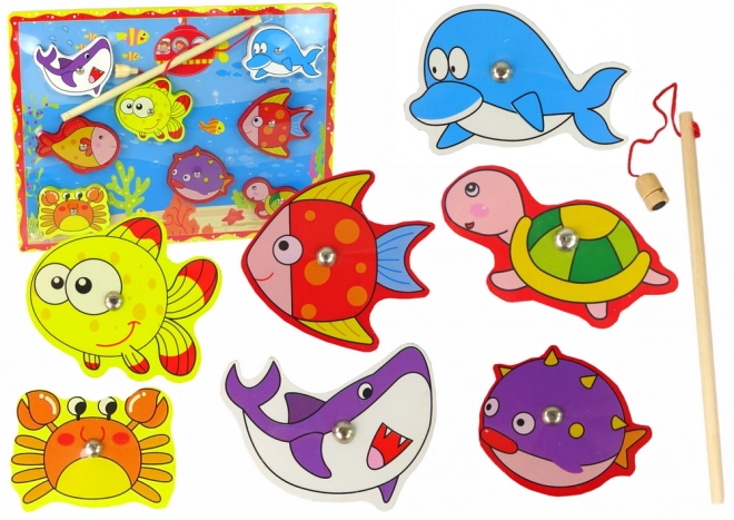 Set de pescuit magnetic din lemn pentru copii