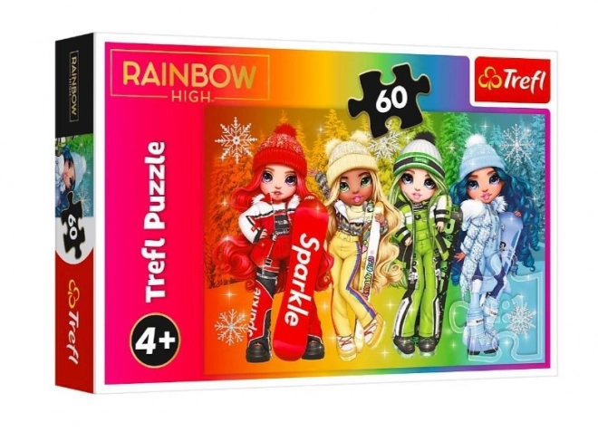 Puzzle 60 piese păpuși vesele Rainbow High