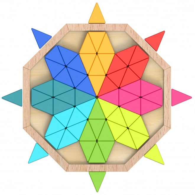 Puzzle octogonale din lemn mozaic educațional 73 piese