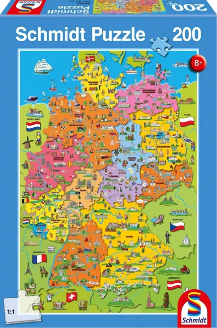 Puzzle hartă ilustrată Germania 200 de piese