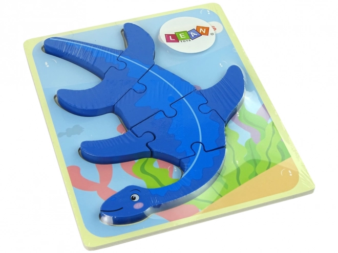 Puzzle din lemn dinozaur pterodactil roz sau pliozaur albastru