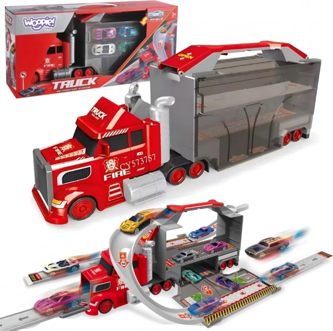 WOOPIE Set Vehicul de Tractare și Pista de Curse
