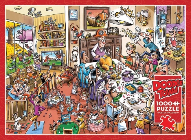 Puzzle DoodleTown: Ziua Recunoștinței Fericite 1000 Piese