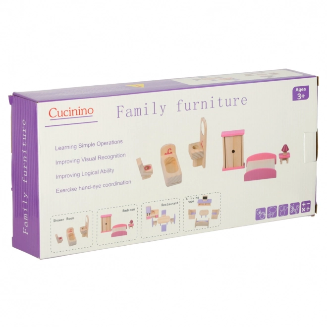 Mobilier din lemn pentru căsuța de păpuși violet