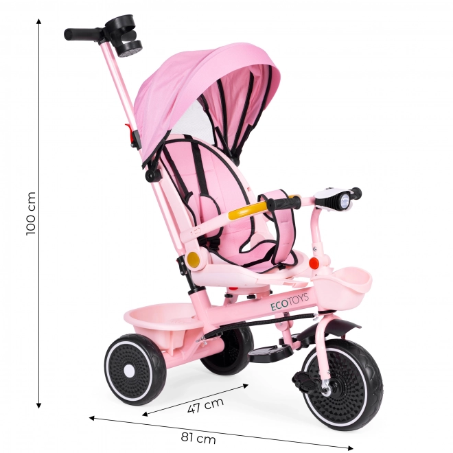 Tricicletă 2-in-1 cu scaun rotativ și copertină pliabilă ECOTOYS