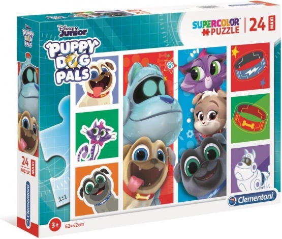 Puzzle 24 piese Maxi Super Color PUPPY DOG PALS Clementoni