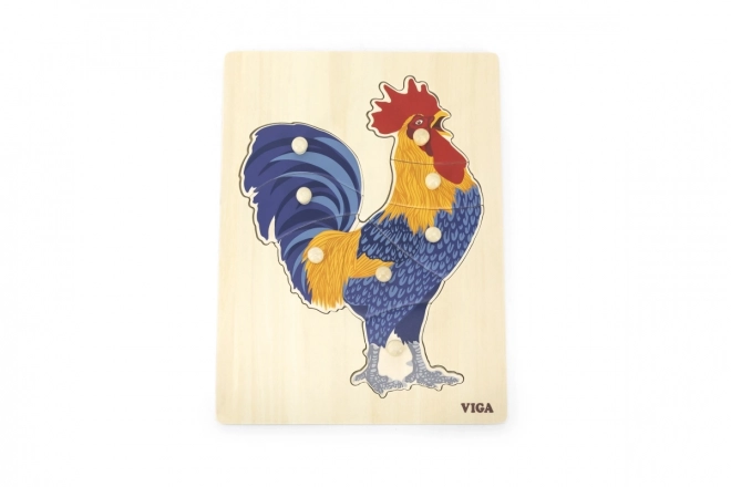 Puzzle montessori din lemn - cocoș
