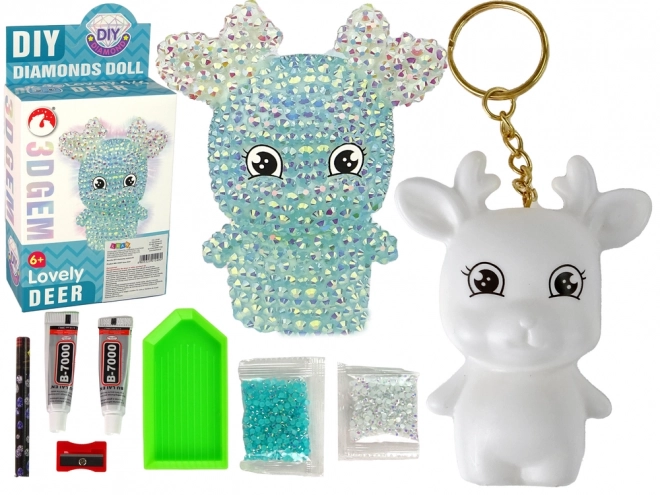 Set creativ DIY Ren cerb de diamant Pandantiv cristalin 3D Albastru