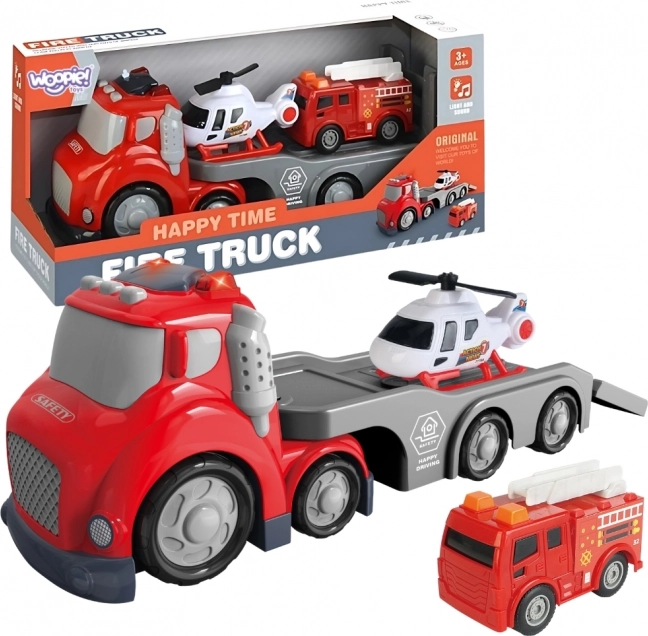 Camionetă de Pompieri Roșie CITY TRUCK cu Efecte Sonore și Luminoase
