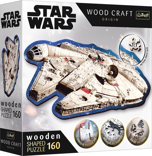 Puzzle din lemn 160 piese Star Wars Șoimul Millennium