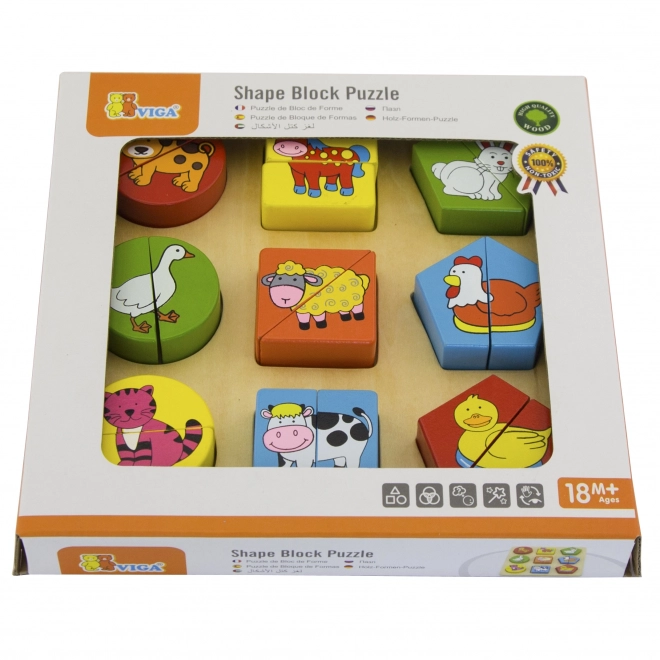 Puzzle educative din lemn Viga cu animale