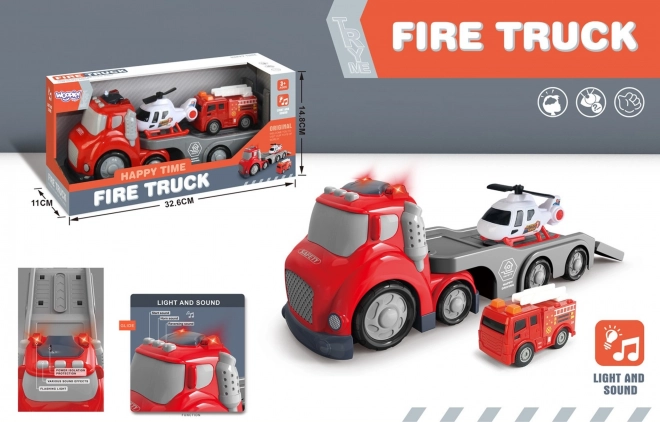 Camionetă de Pompieri Roșie CITY TRUCK cu Efecte Sonore și Luminoase